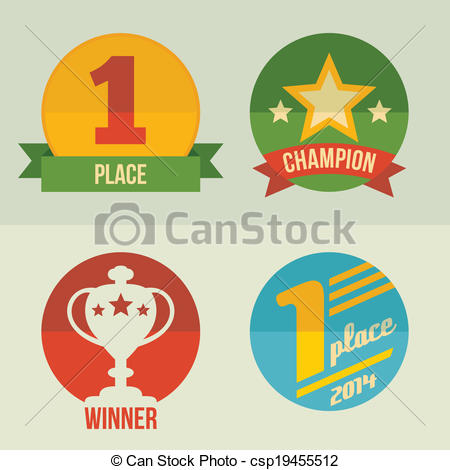 Clip Art Of First Place Icon Set Flat Design   First Place And Winner