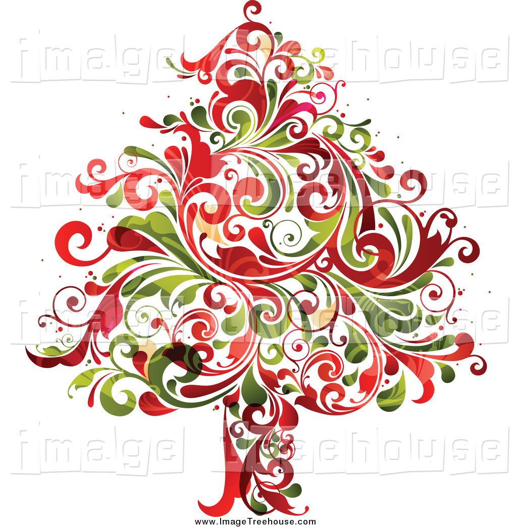 Clipart Of A Red And Green Vine Christmas Tree By Onfocusmedia    1073