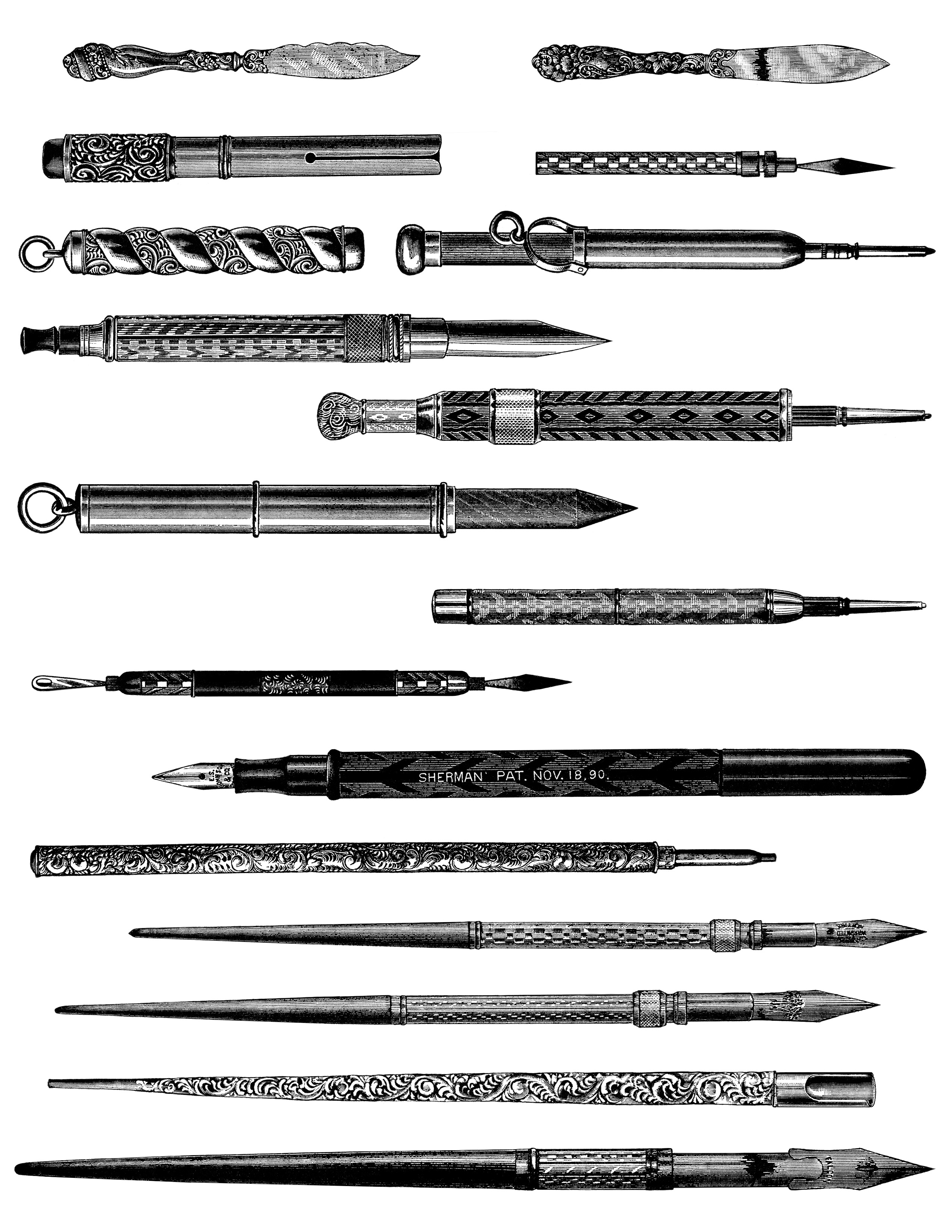 Free Vintage Image Pens Pencils And Paper Cutters   Old Design Shop
