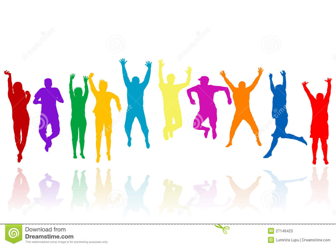 Group Of Young People Silhouettes Jumping Stock Photos   Image    
