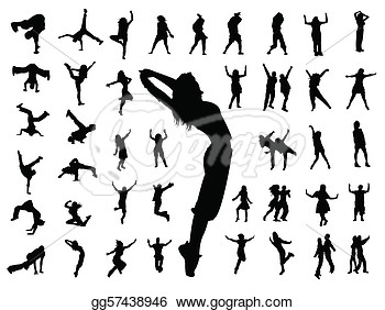 Illustration   Silhouette People Jumping Dance  Eps Clipart Gg57438946
