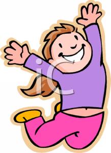 Of An Ecstatic Girl Jumping For Joy   Royalty Free Clipart Picture