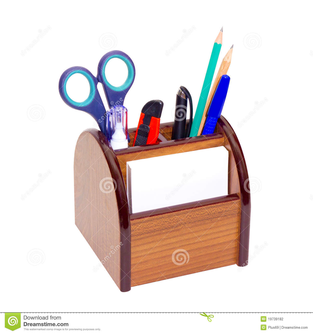 Office Wooden Stand For Pens And Pencils Stock Photography   Image