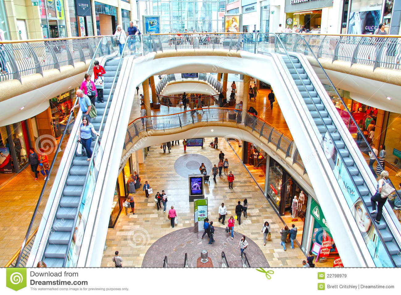 People Shopping At Modern Retail Mall  Number Of Shoppers Down Due To
