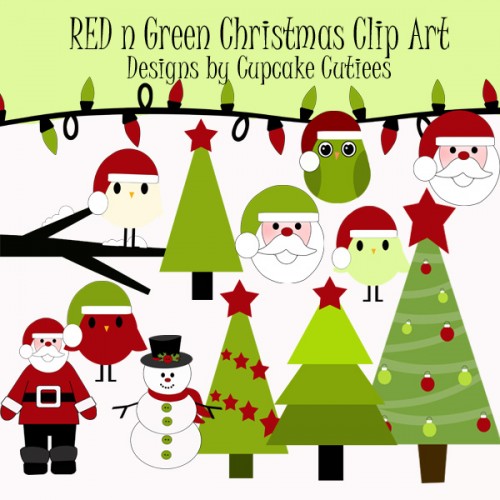 Red Green Christmas Clipart Commerical Use Happy Holidays Clip Art