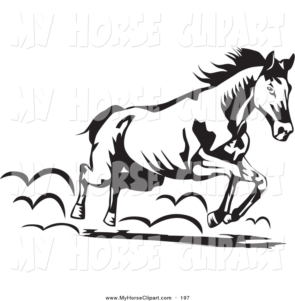 Running Horse Clipart Black And White Clip Art Of A Black And White