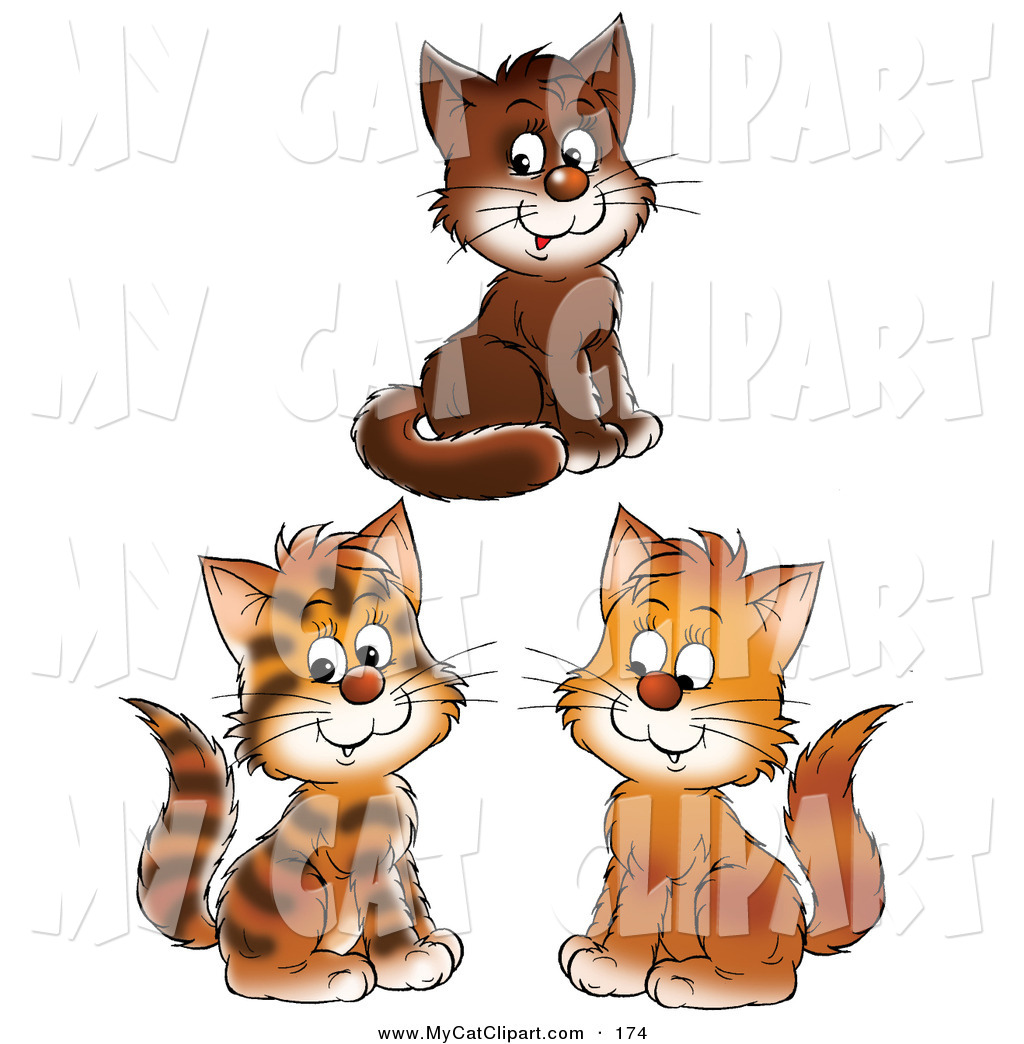 Three Cute Brown And Striped Kittens Smiling By Alex Bannykh    174
