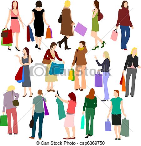 Vector   People   Women Shopping No 1    Stock Illustration Royalty