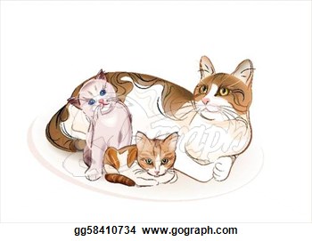 Vector Stock   Cats Family  Cat And Kittens  Stock Clip Art Gg58410734