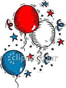 White And Blue Balloons And Confetti   Royalty Free Clipart Picture