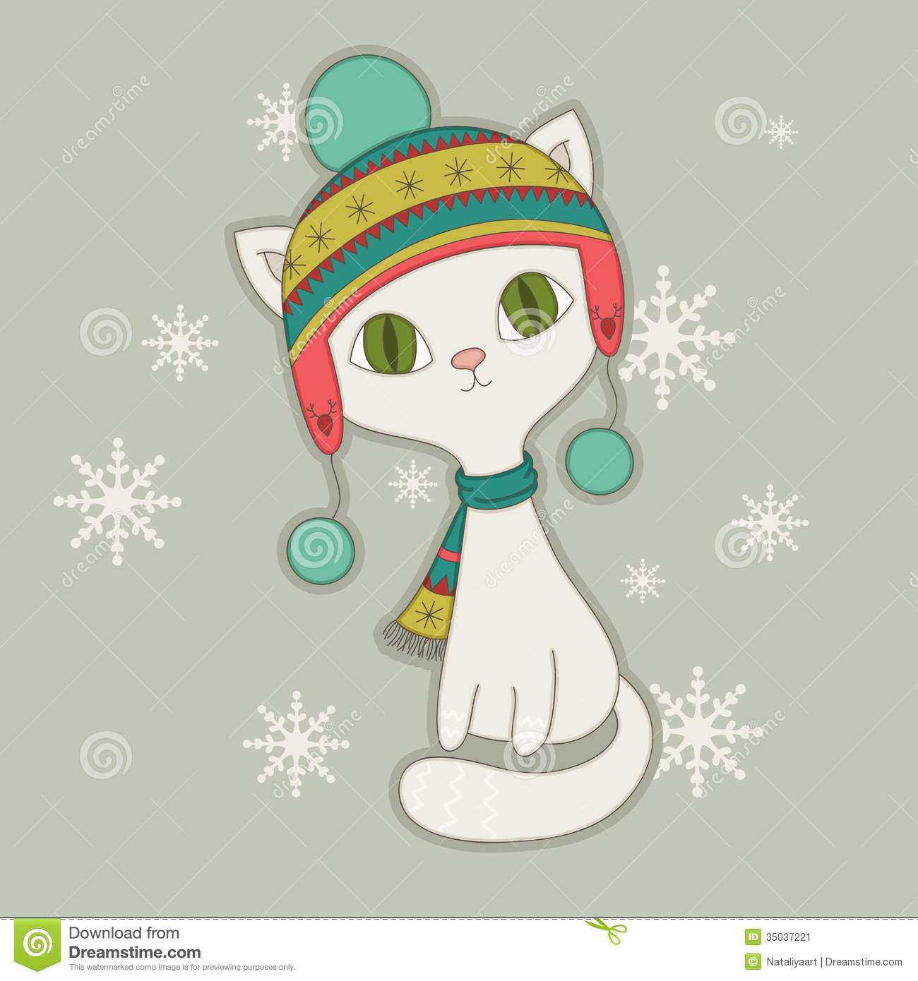 Winter Cat In A Nordic Hat