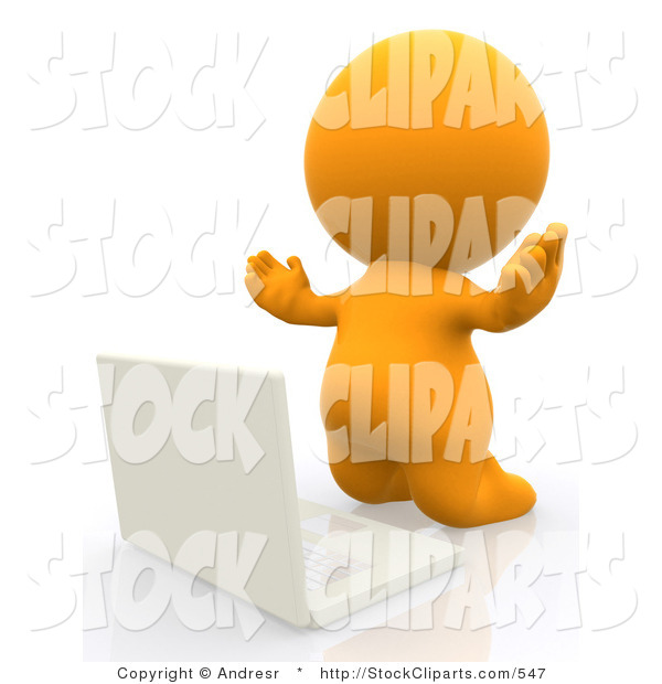 3d Clip Art Of A 3d Teeny Yellow Person Using A Laptop By Andresr    