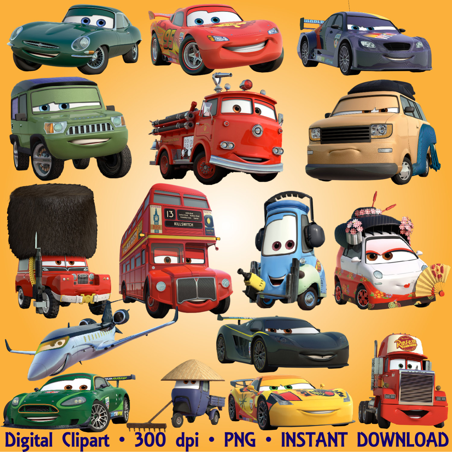56 Png Digital Graphic Disney Cars 2 Clip Art Scrapbooking Invitations