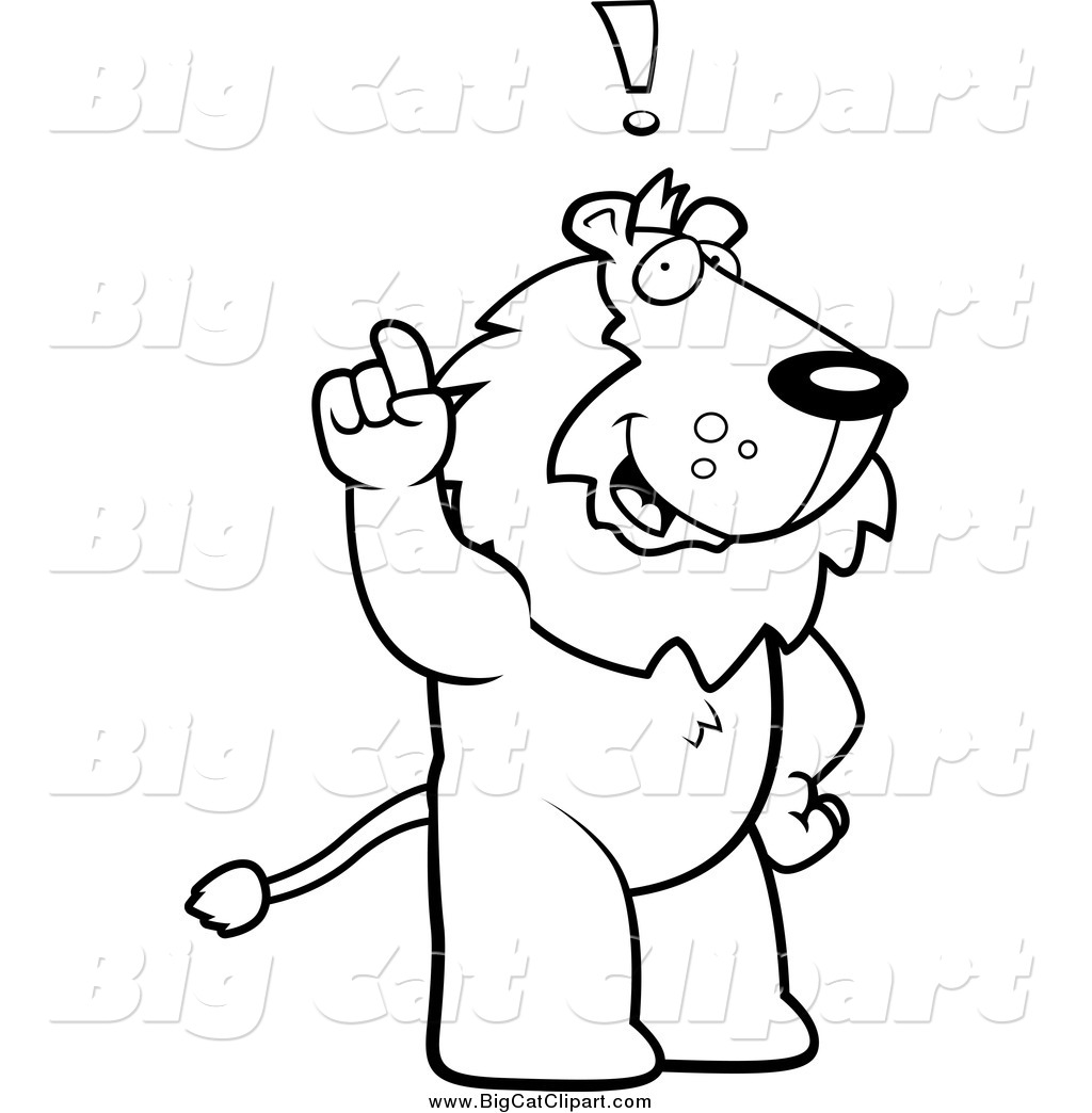Black And White Lion Cartoon