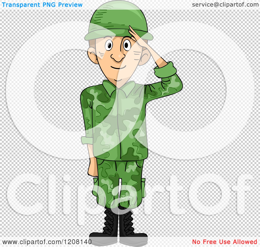 Cartoon Of A Saluting Soldier   Royalty Free Vector Clipart By Bnp