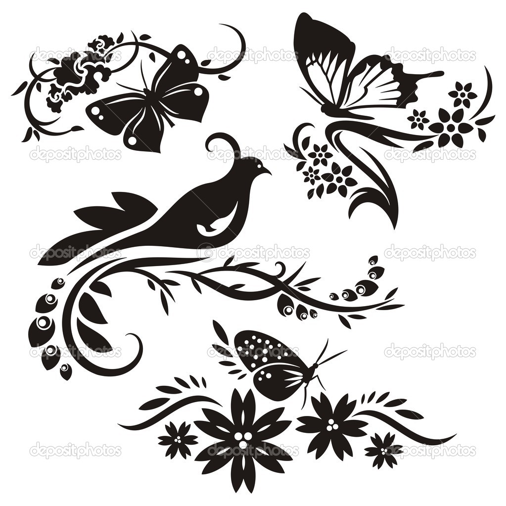 Chinese Language Clipart A Set Of 4 Chinese Floral