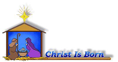 Christmas Clip Art   Nativity Stable Line With Christ Is Born Text