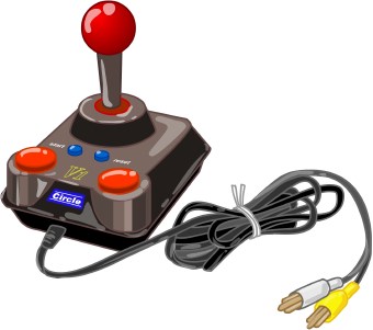 Clip Art Of A Computer Joystick Control With Red Buttons