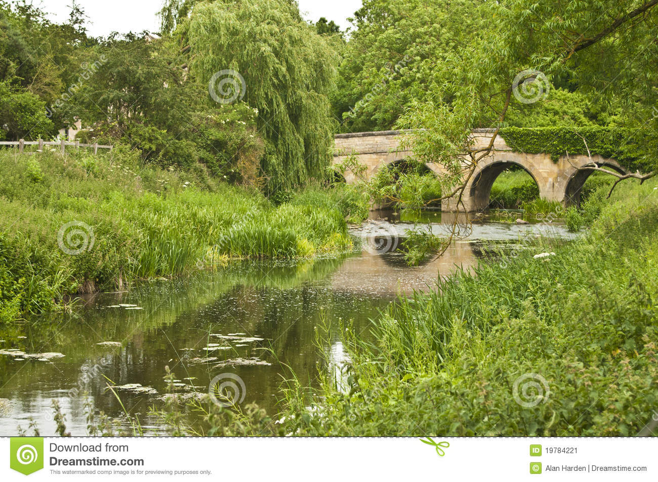 Country Bridge Over A River Stock Image   Image  19784221