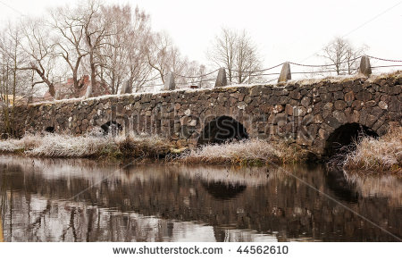 Country Bridge Over Water Clipart