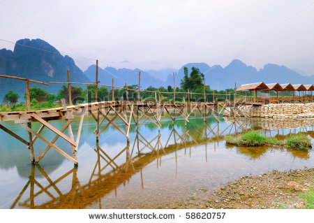 Country Bridge Over Water Clipart