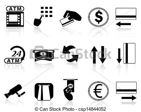 Credit Card Clipart Black And White Atm Machine And Credit Card