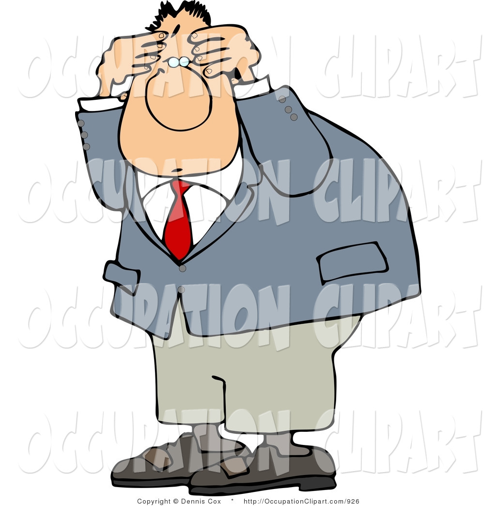 Larger Preview  Clip Art Of A Puzzled Caucasian Man Wearing A Business