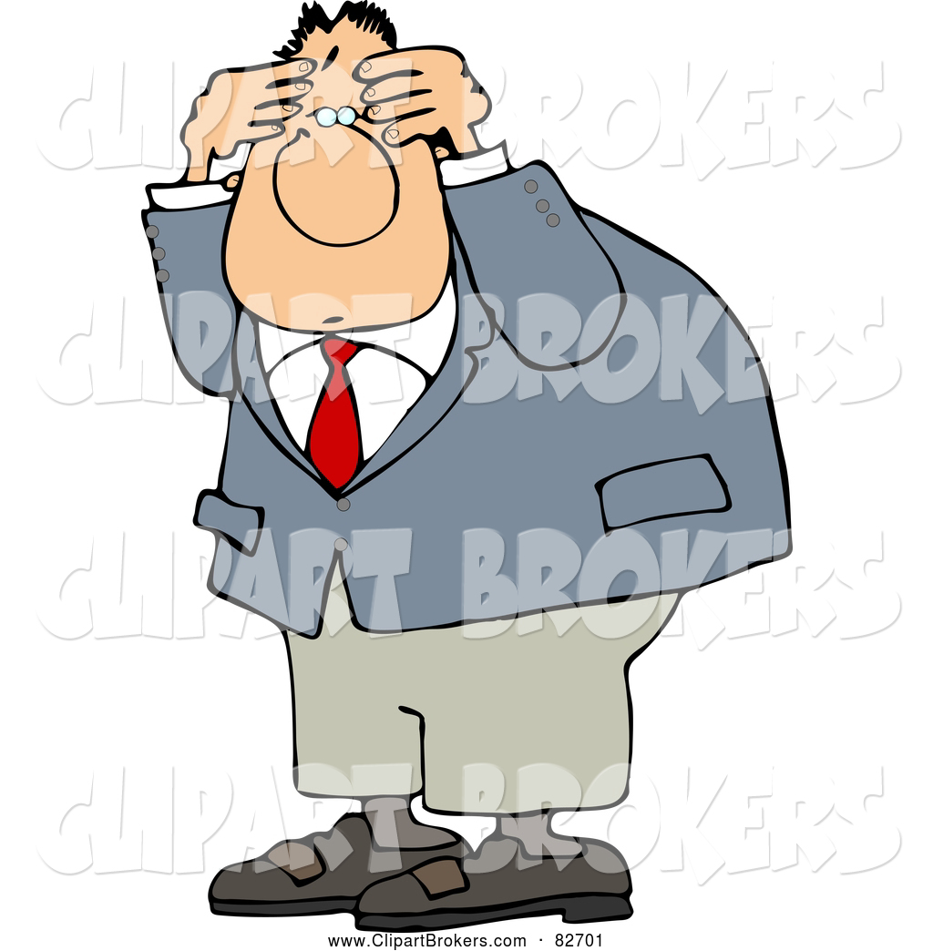Larger Preview  Clip Art Of A Worried Puzzled Man Wearing A Business    