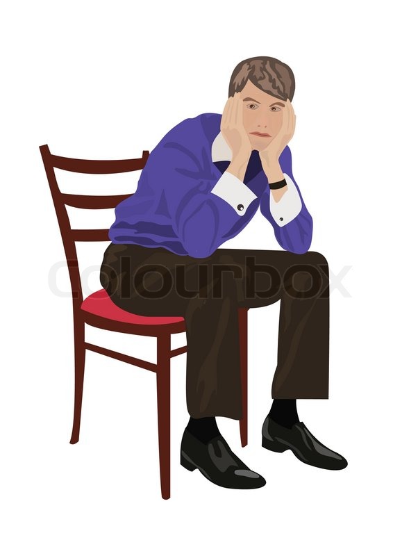 Man Sitting On Chair And Thinking   Vector   Colourbox