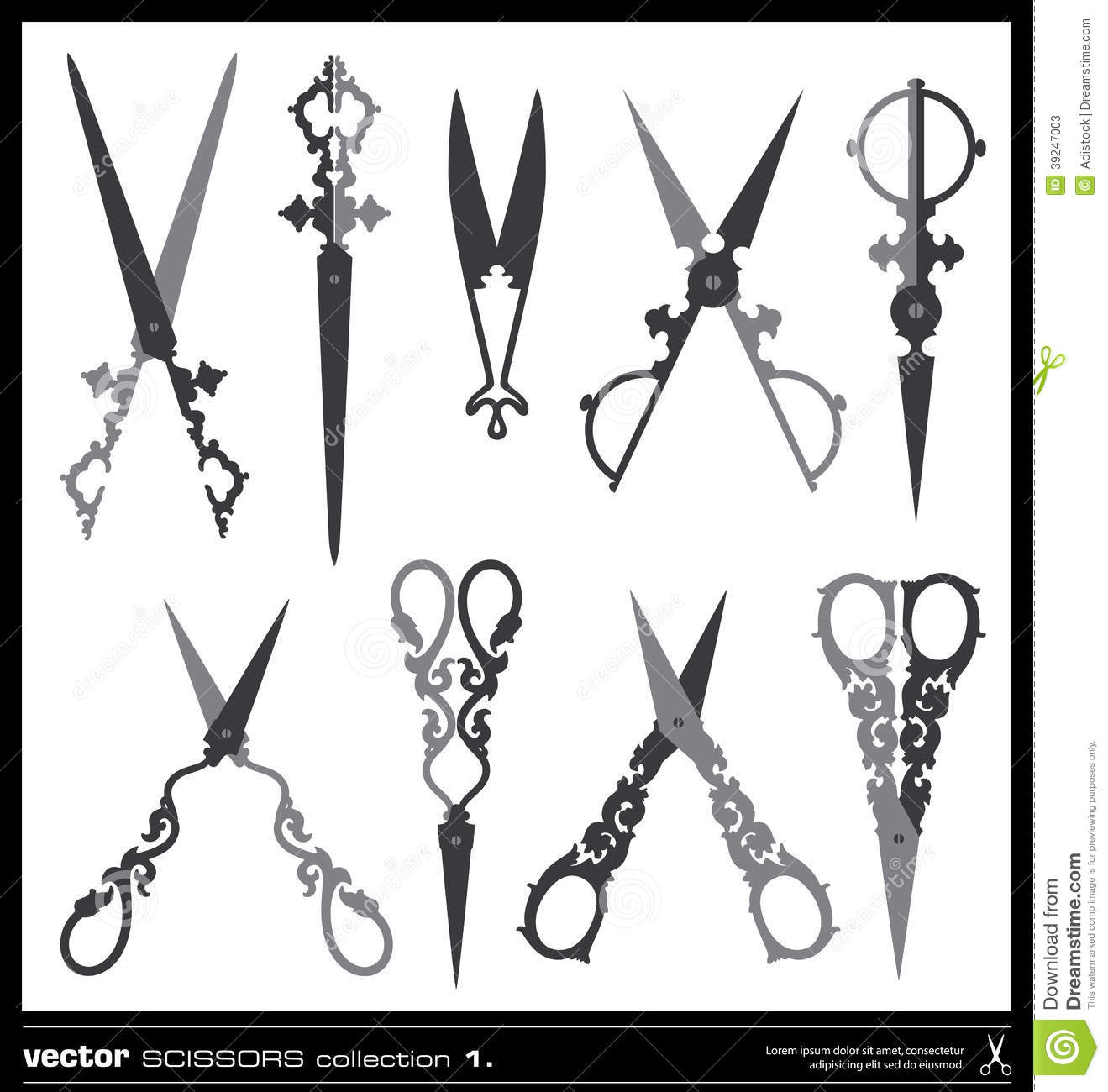 Old Decorated Scissors Silhouettes Collection  Victorian Style Scissor
