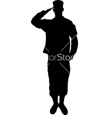 Saluting Army Soldier Silhouette On White Vector By Daughter   Image    