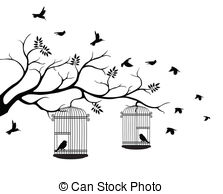 Silhouette Bird Cages Vector Clipart Royalty Free  452 Silhouette Bird