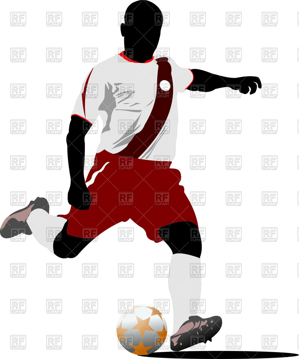 Silhouette Of Soccer Player Hits A Ball 53126 Silhouettes Outlines