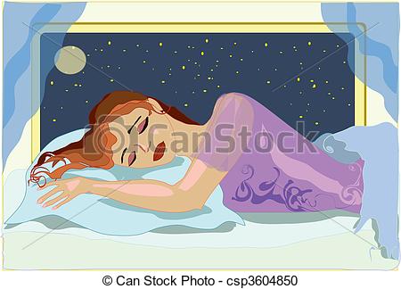 Vector Clipart Of Girl Sleeping   Young Woman Sleeping In A Bed