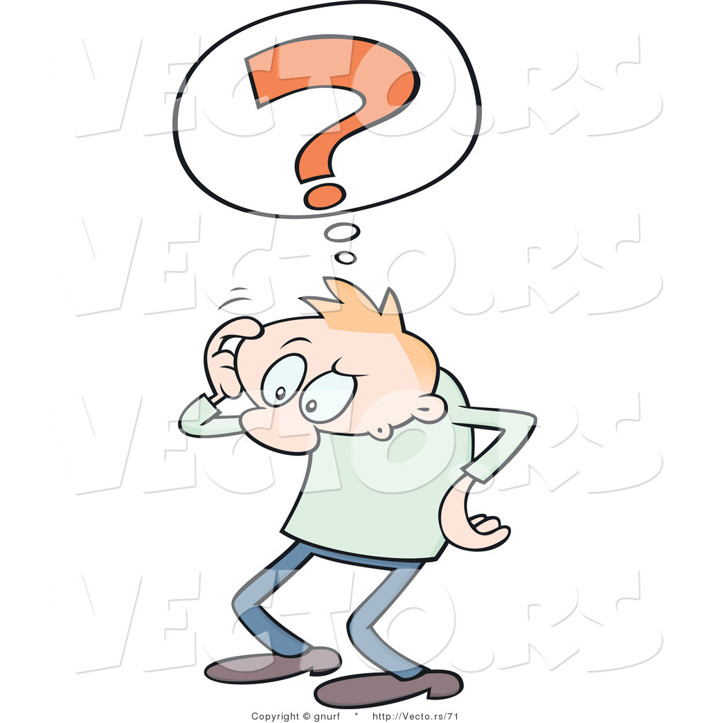 Vector Of A Confused Cartoon Man Scratching His Head With A Question