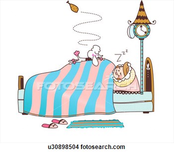 Woman Sleeping On The Bed With Her Dog  Fotosearch   Search Clipart