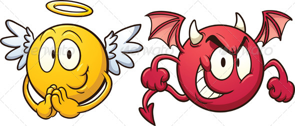 Angel And Devil Emoticons   Religion Conceptual