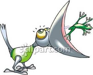 Cartoon Crow Eating A Frog   Royalty Free Clipart Picture