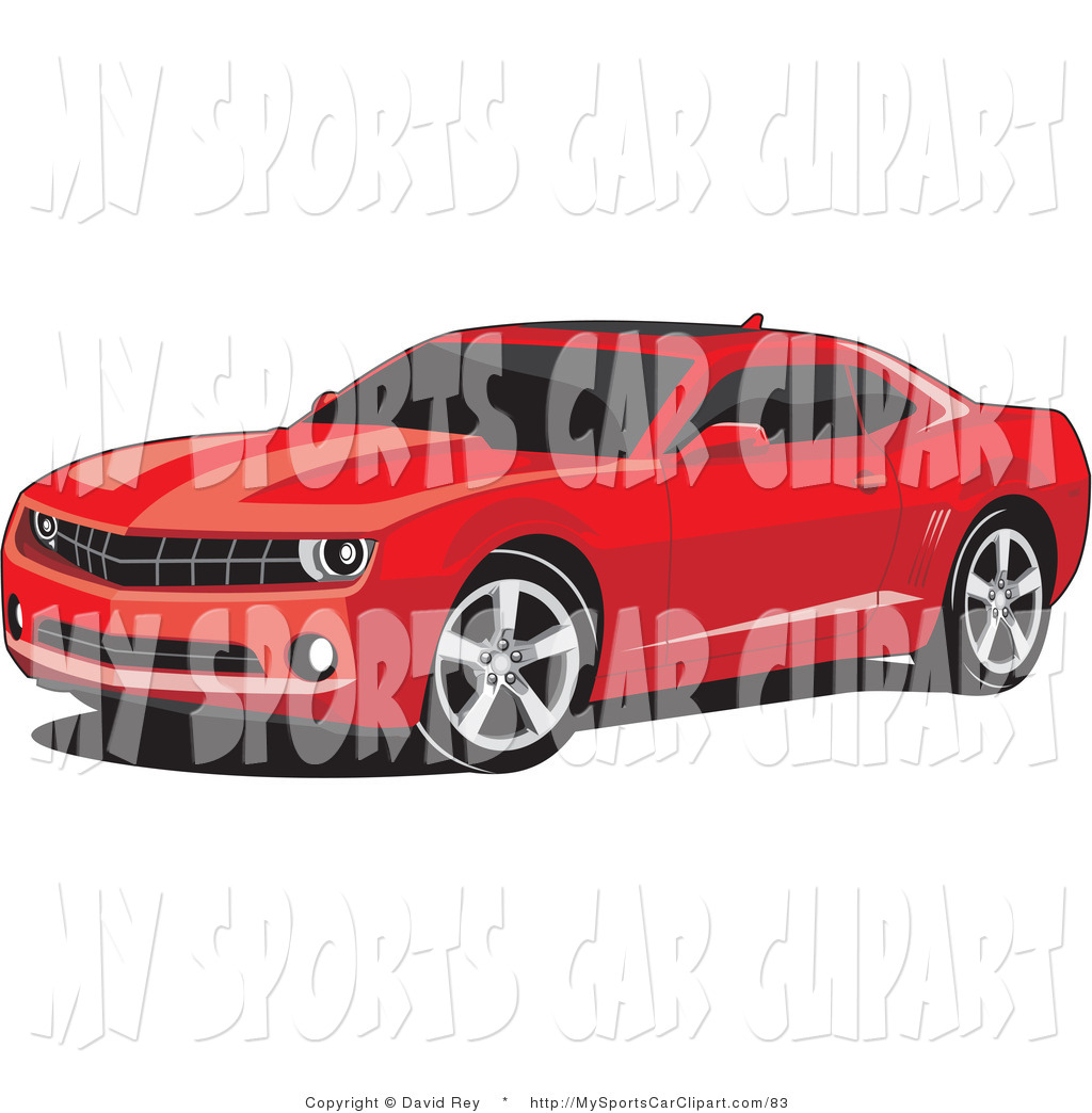 Clip Art Of A Red Camaro Sports Car With Black Tinted Windows By David