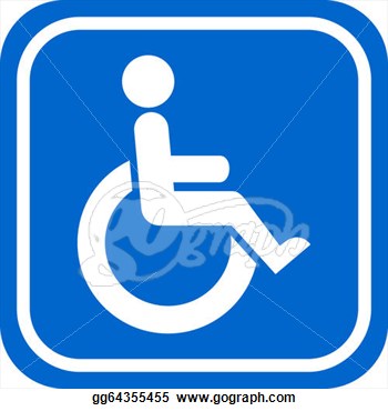 Clipart   White And Blue Handicapped Person Vector Sign   Stock