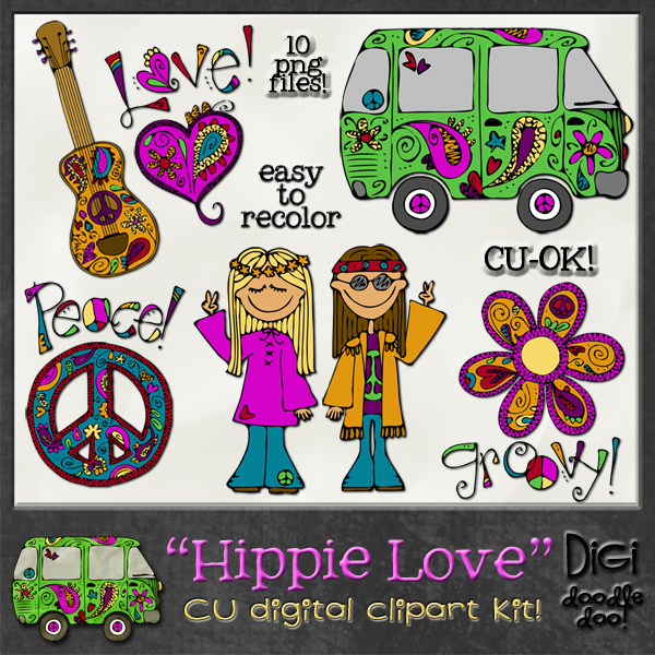 Hippie Love Cu Clipart    Cu Digitals