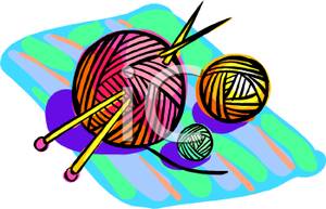 Knitting Needles Through A Ball Of Yarn   Royalty Free Clipart Picture