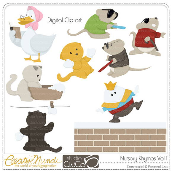 Nursery Rhymes Vol  1 Clipart Digital   Creative Mundi Scrapbook
