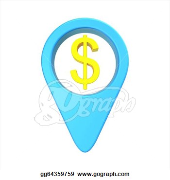 Pointer Location With The Sign Of Dollar  Clipart Drawing Gg64359759