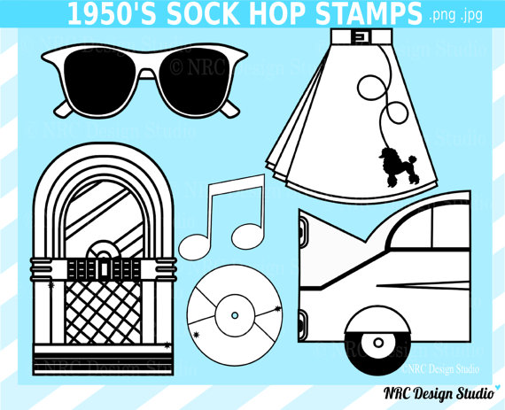 Retro Clip Art   1950 S Sock Hop Digital Stamps   1950 S Sock Hop