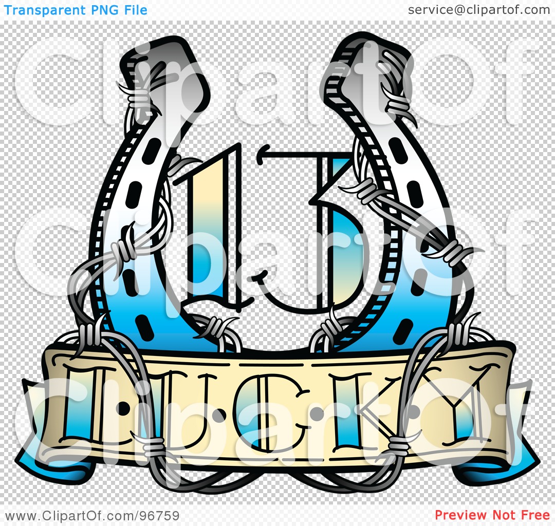 Royalty Free  Rf  Clipart Illustration Of A Lucky 13 Horseshoe And