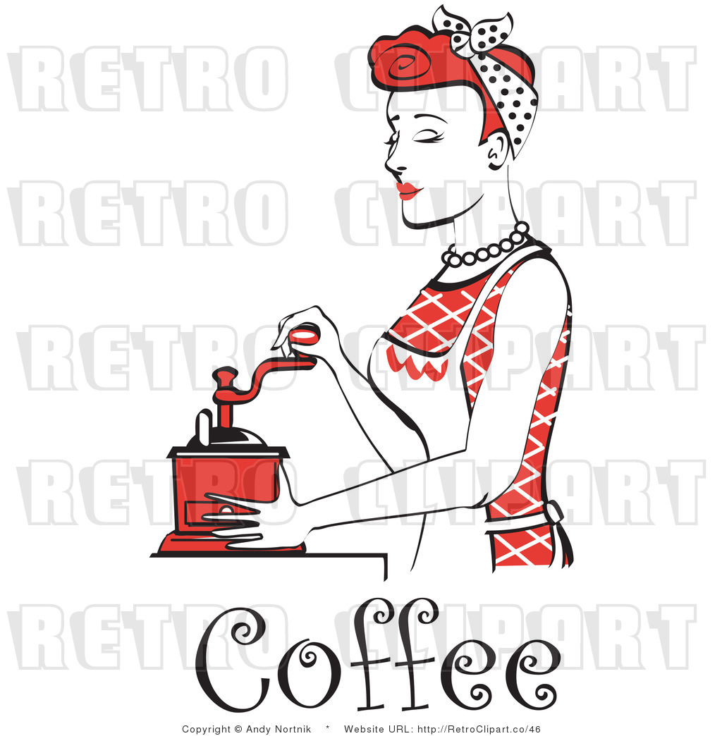Royalty Free Vector Retro Clip Art Of A Red Haired 1950 S Housewife Or    