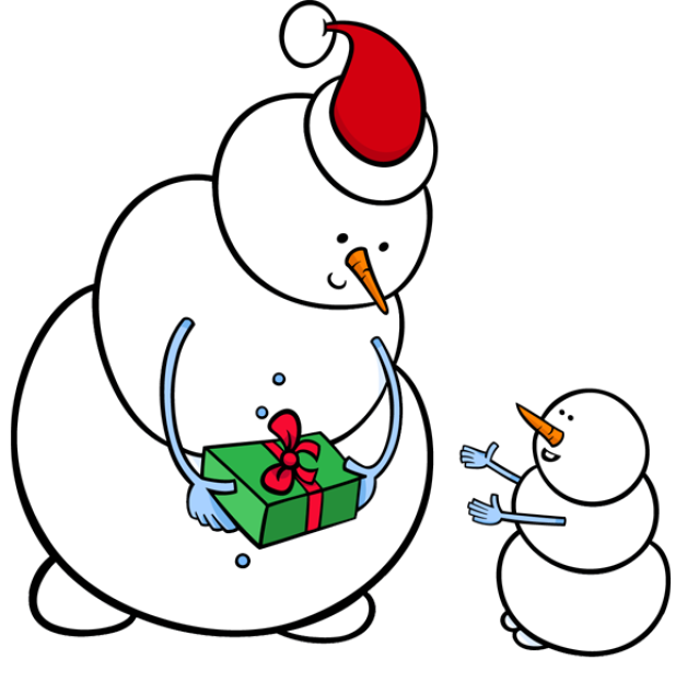 Snowman Giving Little Snowman Gift Png   Dixie Allan