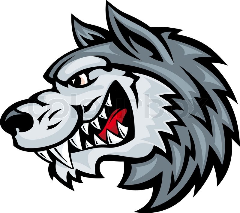 Stock Vector Of  Cartoon Angry Wolf Head Isolated On White Background