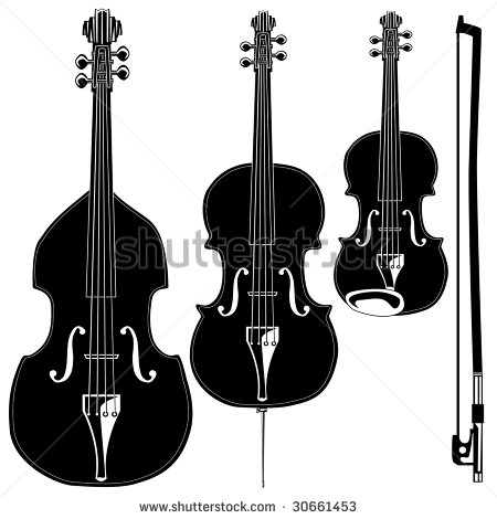 Violin Viola Cello Upright Bass And Bow    30661453   Shutterstock